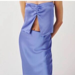 Reformation Beba Blue Midi skirt set
